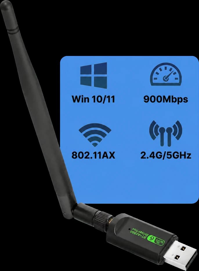 Adaptador WiFi USB 900Mbps WiFi 6 Bluetooth 5.4 AX900